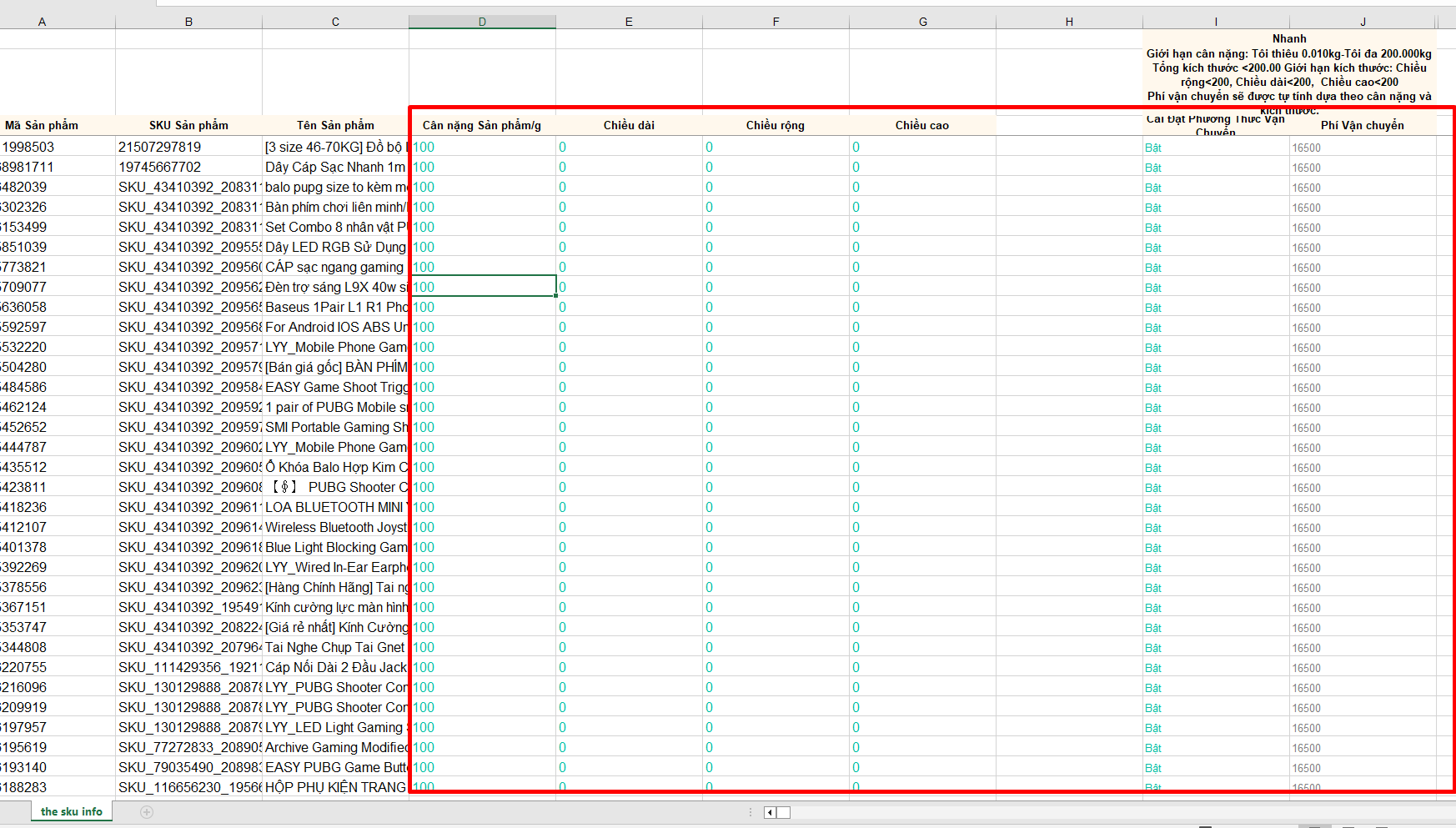 Cập nhật thông tin sản phẩm hàng loạt trên Shopee bằng Excel