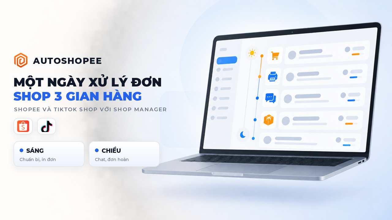 Một ngày xử lý đơn của shop 3 gian hàng Shopee và TikTok Shop với Shop Manager