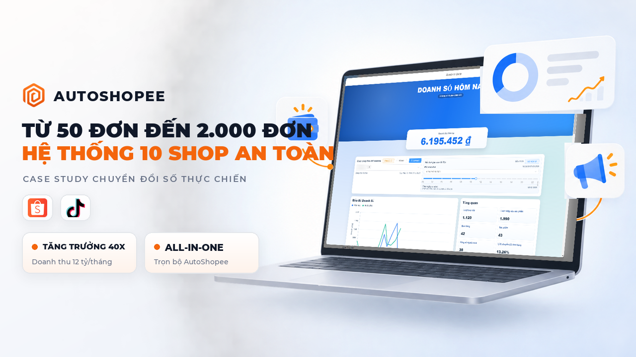 Từ 50 đơn lên 2.000 đơn/ngày: lộ trình mở rộng nhiều shop Shopee (kịch bản minh hoạ)